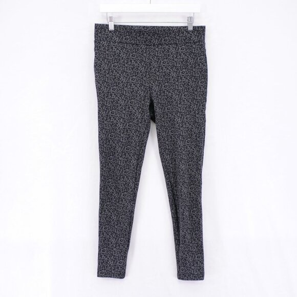 Ann Taylor Loft Cheetah Print Gray‎ Black Leggings 31 / 26.5 Medium Rayon Nylon - Picture 1 of 6